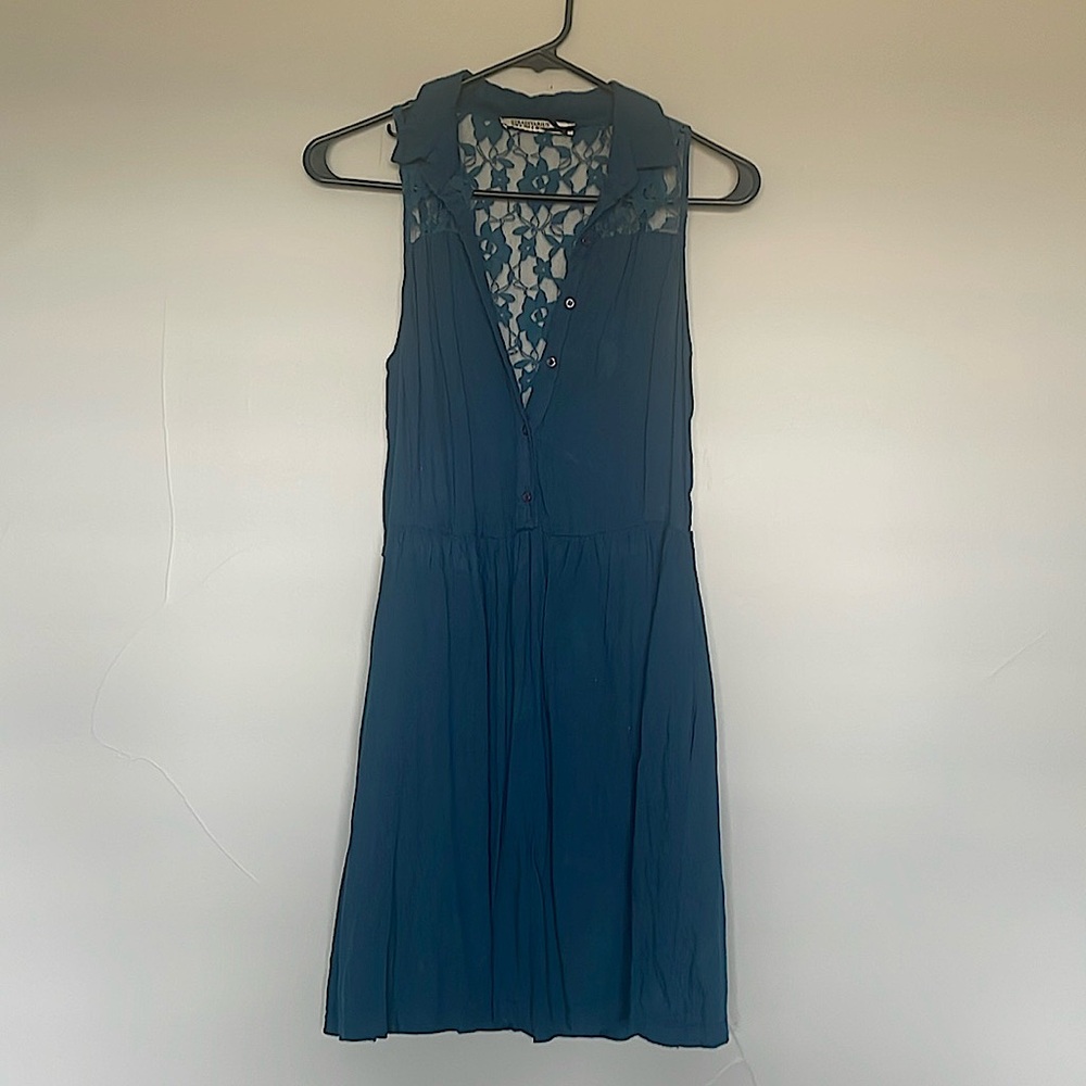 Blue Mini Dress, Open Lace
